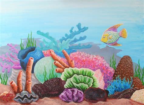 Beginner Simple Coral Reef Painting Holiday In Paradise Diy Canvas