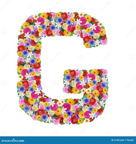 G Letter Of The Alphabet In Different Flowers Stock Photo Image Of