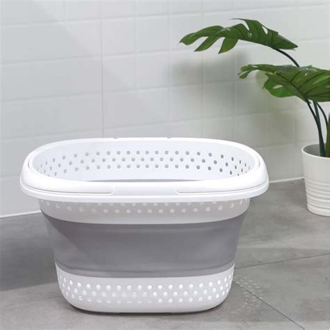 Collapsible Laundry Basket Plastic Foldable Up Laundry Hamperportable Washing Tub With Handle