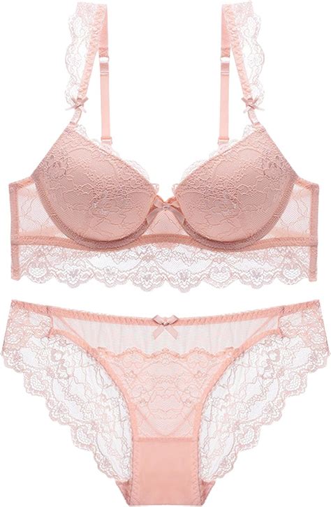 Push Up Bra And Panty Set Sexy Lace Embroidery Soft Cup Lingerie With