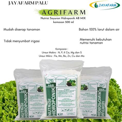 Jual Nutrisi Sayuran Hidroponik Ab Mix Agrifarm Ml Shopee Indonesia