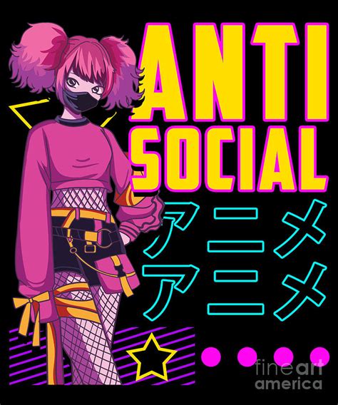 Aesthetic Anti Social Anime Girl Vaporwave Edm Digital Art By The
