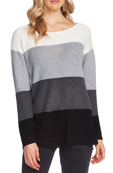 Vince Camuto Colorblock Pocket Sweater In Antique White Gray Save