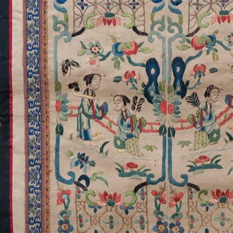 Antique Chinese Silk Embroidery 017969 Rug Warehouse Outlet