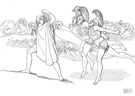 Penelope carrying the bow of odysseus to the. Odysseus Descends to the Underworld coloring page | Free ...