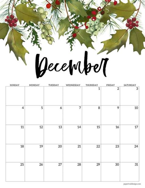 December 2022 Calendar Printable In Our Free Floral Design Printable