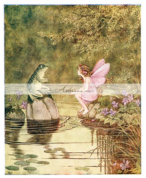 Fairy And Frog By Ida Outhwaite Instant Art Printable Etsy