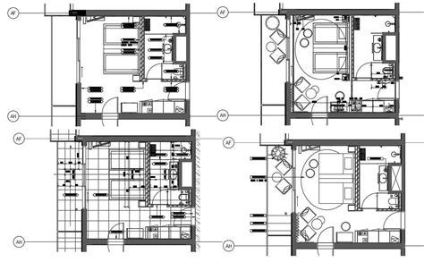 AutoCAD DWG Architectural Drawing File Having The Details Of The Hotel Room Floor Plan With The