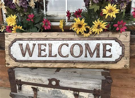 Buy Welcome Sign Vertical For Home Rustic Metal Tin Welcome On