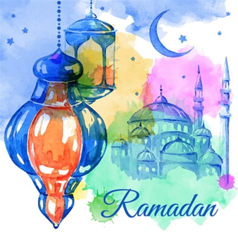 Watercolor Drawing Ramadan Kareem Vector Background Eps Uidownload