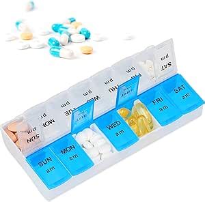 Relaxdays Day Pill Box Compartments Morning Evening Hinged Lid