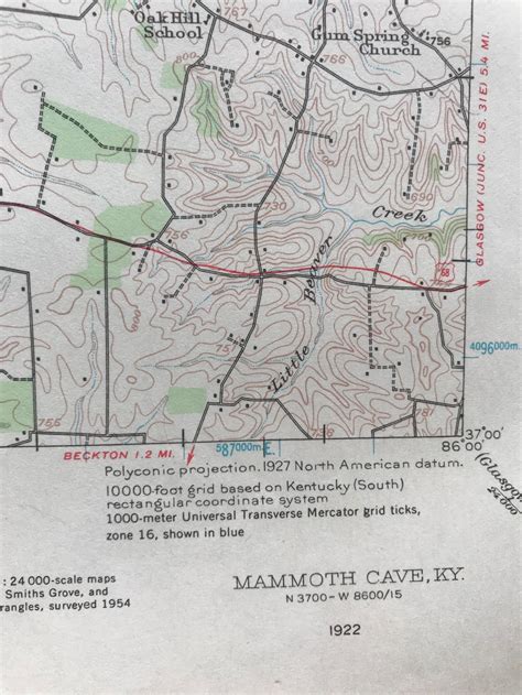 Vintage Mammoth Cave Kentucky Usgs Topographical Map Etsy