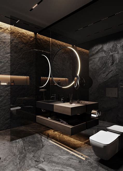 Dark Grey Apartment Dezign Ark Beta Bathroom Design Black Modern