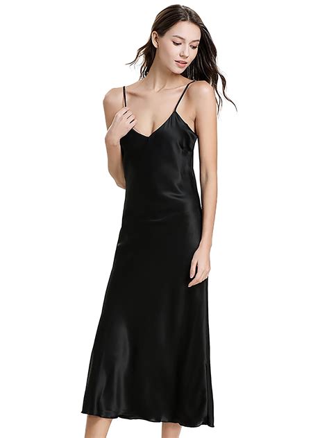 Selfieee Selfieee Women S Satin Slip Silk Spaghetti Strap Maxi Dress Nightgown Sleepware