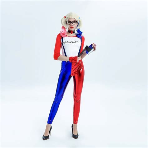 Harley Quinn Costume Women Adult Sexy Superhero Clown Cosplay Spandex