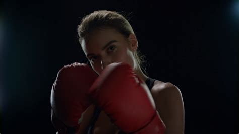 Female Boxer Training Punches In Slow Motion Stock Footage Sbv
