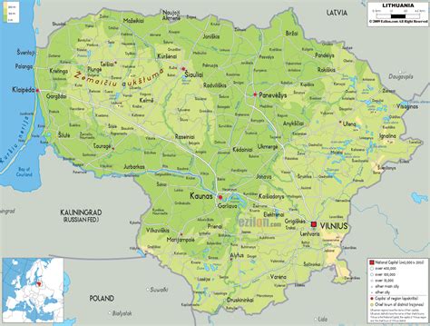 Physical Map of Lithuania - Ezilon Maps