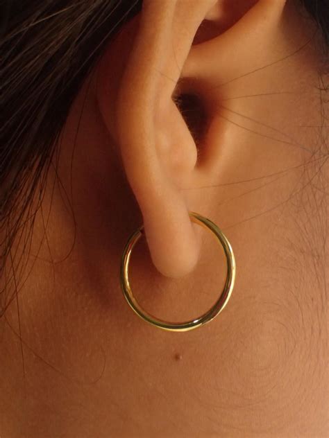K Solid Gold Hoop Earrings Mm Thin Endless Hoops Minimalist