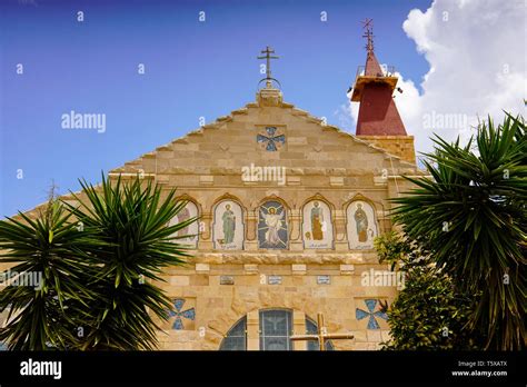 Front View Of Church Of The Apostles In Old Town Madaba Jordan Stock