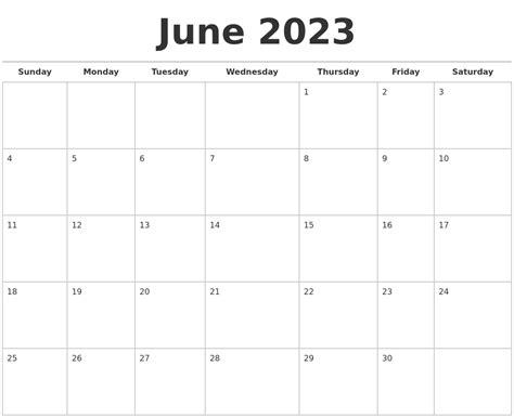 June 2023 Calendars Free