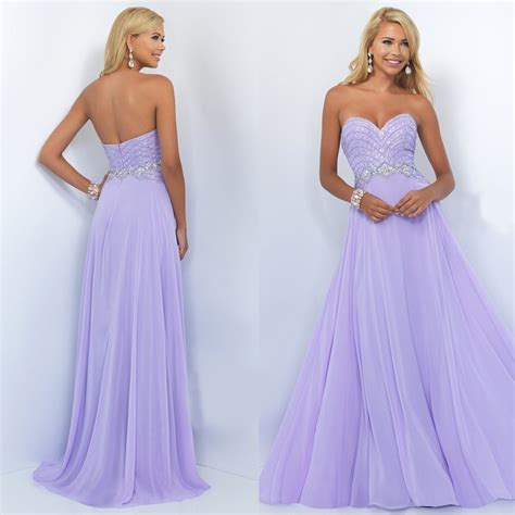 Long Strapless Sweetheart Chiffon Prom Dress By Blush Light Purple