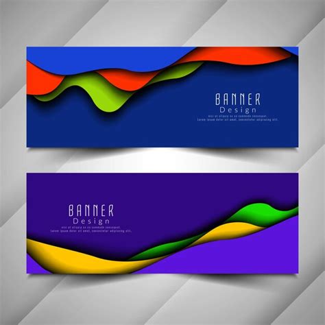 Premium Vector Abstract Stylish Colorful Wavy Banners Set