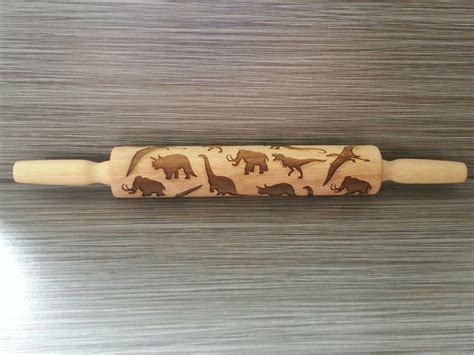 Rolling Pin With Dinosaurs Etsy