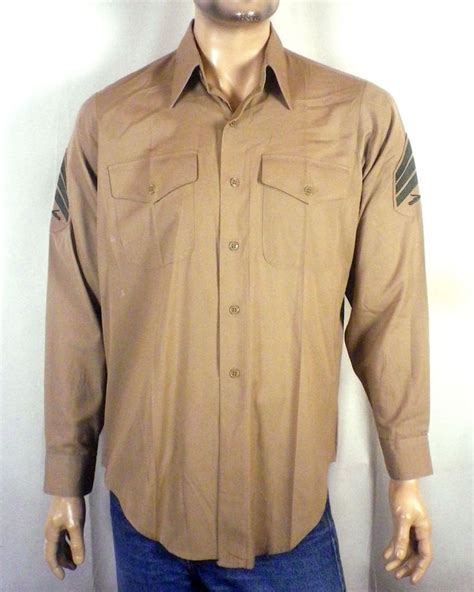 Vtg 60s 70s Vietnam Era Usmc Marines Khaki Button Down Uniform Shirt W