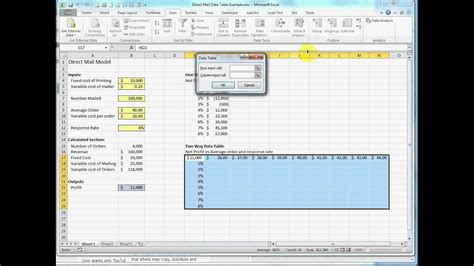 How To Make A Two Way Two Variable Data Table In Excel Youtube