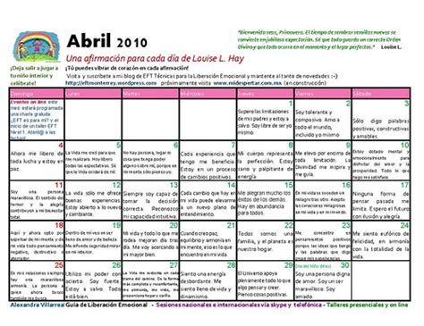 Calendario Abril 2010 Una Afirmación Para Cada Día Retos Femeninos
