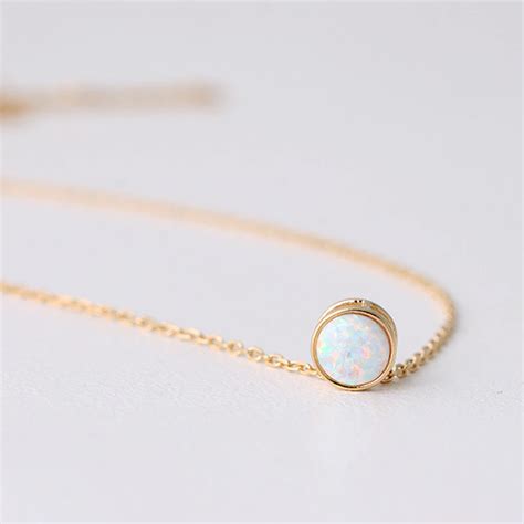 Tiny Gold White Opal Necklace Sterling Silver Kellinsilver Com Silver