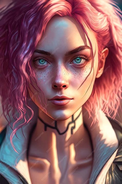 Premium Photo Close Up Of A Beautiful Cute Young Woman Pink Hair