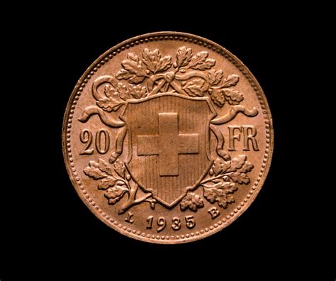 1935 B Swiss Helvetia 20 Francs Gold Coin Pristine Auction