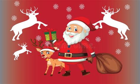 Merry Christmas And Happy New Year Santa Claus S Reindeer With A Sack