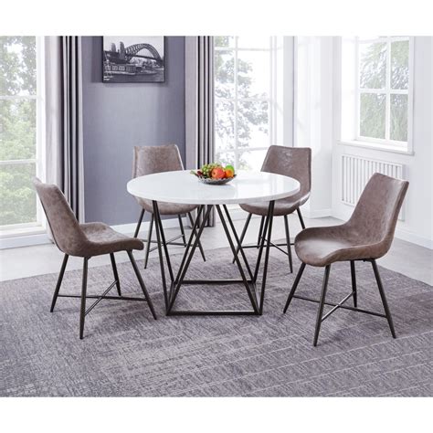 Steve Silver Ramona Rm440wt Contemporary White Marble Top Round Dining
