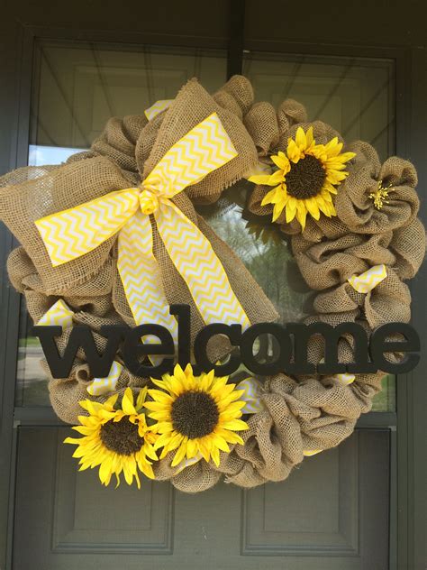 Diy Burlap Sunflower Wreath Sunflower Burlap Wreaths Sunflower Crafts