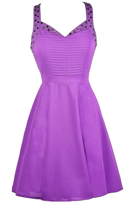 Purple Party Dress Purple Beaded Dress Cute Purple Dress Purple