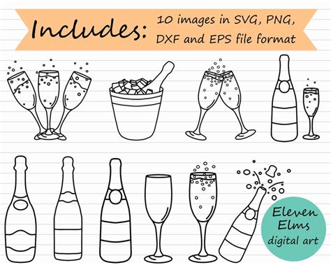 Champagne Svg Champagne Glass Clipart Fizz New Year Etsy