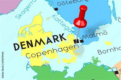 Denmark Copenhagen Capital City Pinned On Political Map Stock