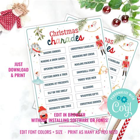 Printable Christmas Charades Game For Kids Printable Kids Game Pri