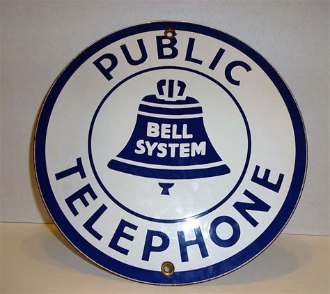 Original Porcelain Enamel Public Telephone Sign Bell System 834