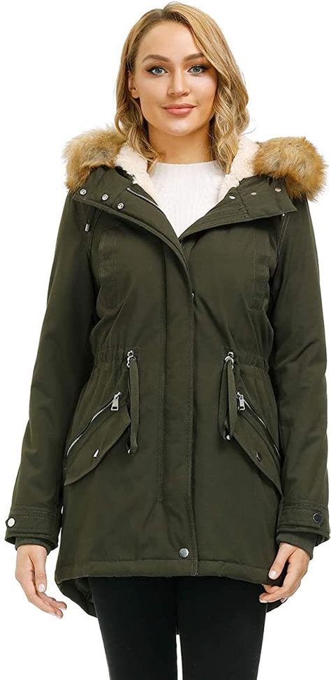 Royal Matrix Womens Warm Winter Parka Coat Hooded Sherpa Lined Winter