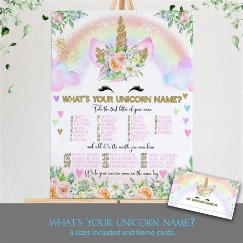 Whats Your Unicorn Name With Name Tags Game For A Girls Etsy In 2021