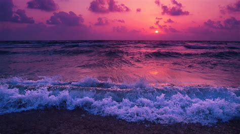 Wallpaper Id 174504 Ocean Refection Waves Sunset