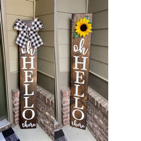 Oh Hello There Porch Sign Porch Welcome Sign Vertical Etsy Porch
