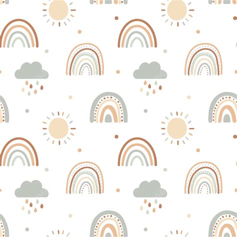 Cute Rainbow Pattern Semaless With Bohemian Boho Color Background
