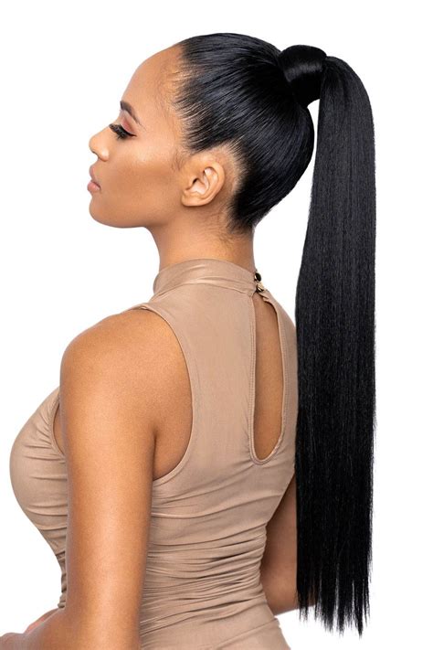 22 Inch Straight Pony With Wrap Around Extensions Black In 2021