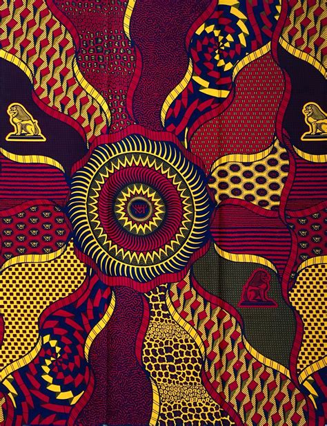 African Print Fabric Ankara Red Marigold Navy Etsy African