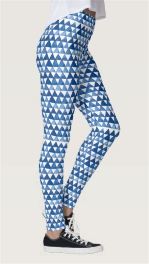 Modern Chic Geometric Blue Triangle Pattern Leggings Leggings Pattern Tie Dye