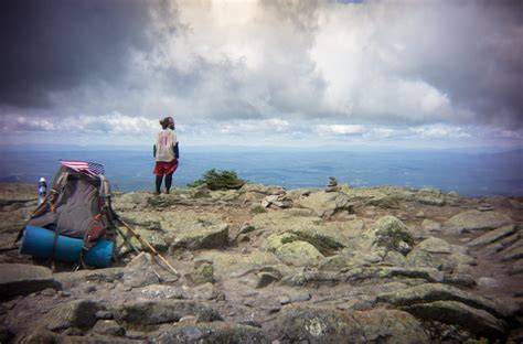 An Appalachian Trail Thru Hiker On The Top Of The South Peak Of Mount